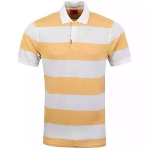 Nike Polo Short Sleeve Shirt Men's Golf Sports Gym Gold White Striped  M…